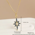 18k gold plated north star pendant necklace with blue enamel and white zircon inlay - Gold Plated Eight-pointed Star Zirconia (NT12-3)