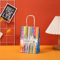 Rainbow striped paper gift bag with white rope handles and Happy Birthday balloon print - 603-1 (Rainbow & Balloon)