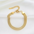 Elegant 18K gold-plated stainless steel mesh woven chain bracelet on white satin fabric - Braided Bracelet / Gold