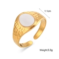 Hammered Texture White Enamel Oval Open Ring