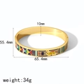 18k gold plated enamel cuff bracelet featuring colorful geometric patterns and 10mm width - Bohemian Geometric Pattern (TB7046) / 18K Gold