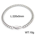 Titanium steel curb link bracelet for men with lobster clasp, 220mm long and 5mm wide - Style A-5mm-220mm(KB166139-ZZ)