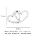 Silver stainless steel interlocking double heart charm for jewelry making 21x10mm - Silver Interlocking Hearts (5Pcs/Pack)