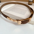 Minimalist round rivet dark brown leather belt with luxury golden metal buckle links - 61# Waist Chain - Dark Coffee