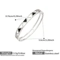 Bracelet jon jonc en acier inoxydable argenté avec incrustation triangle noir évidé - Jonc en Acier avec Triangle Évidé Noir (Z135)