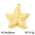 Gold stainless steel starfish charm pendant with beaded texture, 30x26mm DIY accessory - Gold Sea Star (KLJ9947-Z)