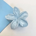 Blue plumeria hair claw clip with marble resin texture for tropical vacation styles - 12 Pcs Set (Approx. 8x7x4cm) / Light Grey (Marble Pattern)