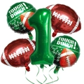 Detail eines 5-teiligen Football-Party-Ballonsets mit grüner Nummer 1 und Football-Motiven - Zahl 1