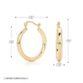 Detailed sizing chart and dimensions for 925 sterling silver hollow hoop earrings - 925 Silver Yellow Gold Plated 25mm
