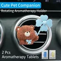 Brown flocked bear car air freshener with blue bow and rotating light blue propeller - Bear (Includes 2 Fragrance Pads)