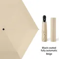 Cream white automatic folding umbrella with black glue coating and hard storage case - Off-White (Automatic)