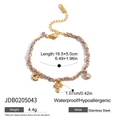 Detaillierte Maße für Kleeblatt Palmen Anhänger Armband aus Edelstahl mit lila Kordel - Edelstahl/Zirkonia / Lila Gewebte Goldketten-Anhänger-Stil (JDB0205043)