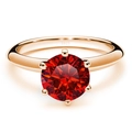 Macro shot of S925 hallmark on a rose gold ring with a red round-cut gemstone - Size 5 / 1 ct / Garnet Red