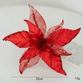Fiore di stella di Natale rossa da 25cm con paillettes per albero e ghirlande natalizie - Rosso