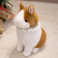 Simpatico peluche a forma di coniglio marrone e bianco con colletto di pizzo decorativo - Ciondolo 14cm / Marrone