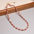 2mm natural tourmaline beaded necklace with white pearl and gold spacer beads - XL0090 Red Green Gold Beads with Pearl