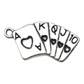 Silver finish royal flush poker cards charm with vintage texture for DIY jewelry - Poker Card (19236)