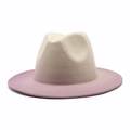 Zweifarbiger Fedora-Hut mit breiter Krempe aus Wollfilz in Creme und Altrosa für Damen - M (56-58cm) / Verlauf Hellviolett