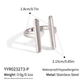 Detailed view of silver stainless steel double-bar open ring with dimensions and features - Silver Double Bar (YYR023273-P) / Silver
