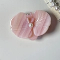 Elegante pinza de pelo flor rosa de acetato con perla al estilo orquídea mariposa - Rosa
