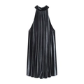 Dunkelgraues Samt-Neckholder-Minikleid mit elegantem Faltenwurf und Ballon-Silhouette - XS / Dunkelgrau