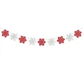 Guirnalda navideña con copos de nieve rojos y plateados brillantes para decoración - Cuerda de copos de nieve con brillo rojo plata / Rojo Plata/Brillo