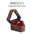 Triangle walnut wood ring box with single slot and red velvet lining for jewelry storage - No Engraving / Single Slot Red Velvet