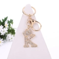 Golden letter K keychain with crystal crown and sparkling rhinestones for backpack charm - Letter K / Gold