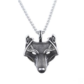 Viking wolfskop hanger van roestvrij staal in antiek zilver met bijbehorende ketting - Hanger zonder Ketting (F0108)
