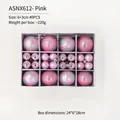 Pink Christmas ball set including 40 pieces of 3cm and 6cm ornaments in a box - Ansx612 (pink) 40-pack