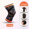 Orange and black compression ankle sleeve with adjustable straps for sports support - M / Knee Pads / Orange