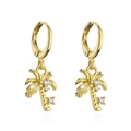 Dettaglio macro degli orecchini a palma placcati oro 18K con cristalli di zircone - Palma da cocco