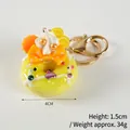 Mini yellow doughnut keychain with lemon slice and bow detail, 4cm diameter size - D04 Yellow - Gold 8-clasp