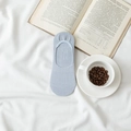 Light blue cotton mesh invisible boat socks with non-slip silicone on soft fabric - One Size / Blue