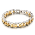 Pulsera de cadena de bicicleta de 11mm para hombre en acero inoxidable plata y oro - 23cm Plateado y Dorado Bicolor (KB44600-D)