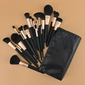 24-piece professional black and gold makeup brush set with elegant faux leather carry case - 24 Pcs Matte Gold Brushes With Black Wrap Bag