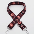 Ethnic woven shoulder strap with red flower patterns and silver metal swivel hooks - Style 357 / Silver