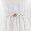 Chaîne de taille élastique en perles pour femme avec boucle fleur dorée et strass - Fleur Ronde Dorée