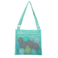 Detail of mint green mesh beach bag with adjustable strap and colorful play balls - 24*24*10cm / Light Green (Side Zipper)