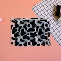 Frosted EVA storage pouch with cow print pattern and white zipper on pink background - Pattern 21-Cow Pattern