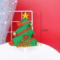 Green ribbon Christmas tree cake topper with gold star and Merry Christmas sign - Fabric Ribbon Christmas Tree Style / Standard Spec