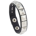 Silver square rivet leather bracelet for men with alloy buckle on a white background - Black Rivet Style