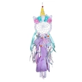 Unicorn dream catcher with pink blue roses and colorful hanging feathers in pastel tones - MS9061 Without Light