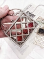 Mini silver rhinestone handbag with hollow diamond pattern and stylish ring handle - Large / Silver
