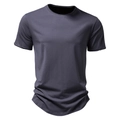 Ghost-Mannequin-Ansicht des anthrazitgrauen Rundhals-T-Shirts mit atmungsaktivem Strick - S / Dunkelgrau