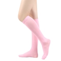 Pink cotton-blend knee-high socks with classic ribbed cuffs for women fashion wear - One Size / Pink