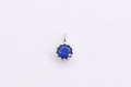 Colgante de plata S925 con circón azul redondo y borde decorado con detalles de cuentas - Pequeño - Azul Real
