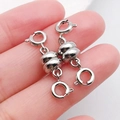 Silver magnetic lobster clasp converters for necklace and bracelet jewelry making - Antique Silver Gourd-Shaped Double-Headed Magnetic Clasp / 27x7mm