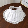 Detail of baby girl floral sun hat featuring white lace trim and purple tulip patterns - 50cm (1-3 Years) / Purple