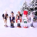Set of five 13cm wooden Nutcracker soldiers in festive colors for Christmas decor - Wood / 5PCS Set / 13CM Cloak King
